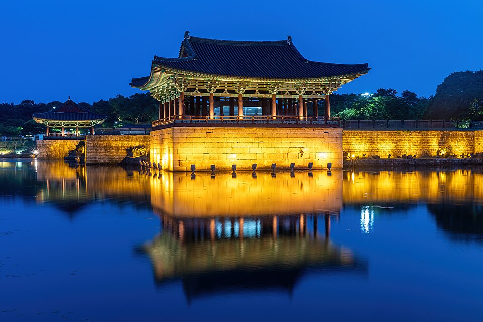 Donggung Palace and Wolji Pond at blue hour in Gyeongju